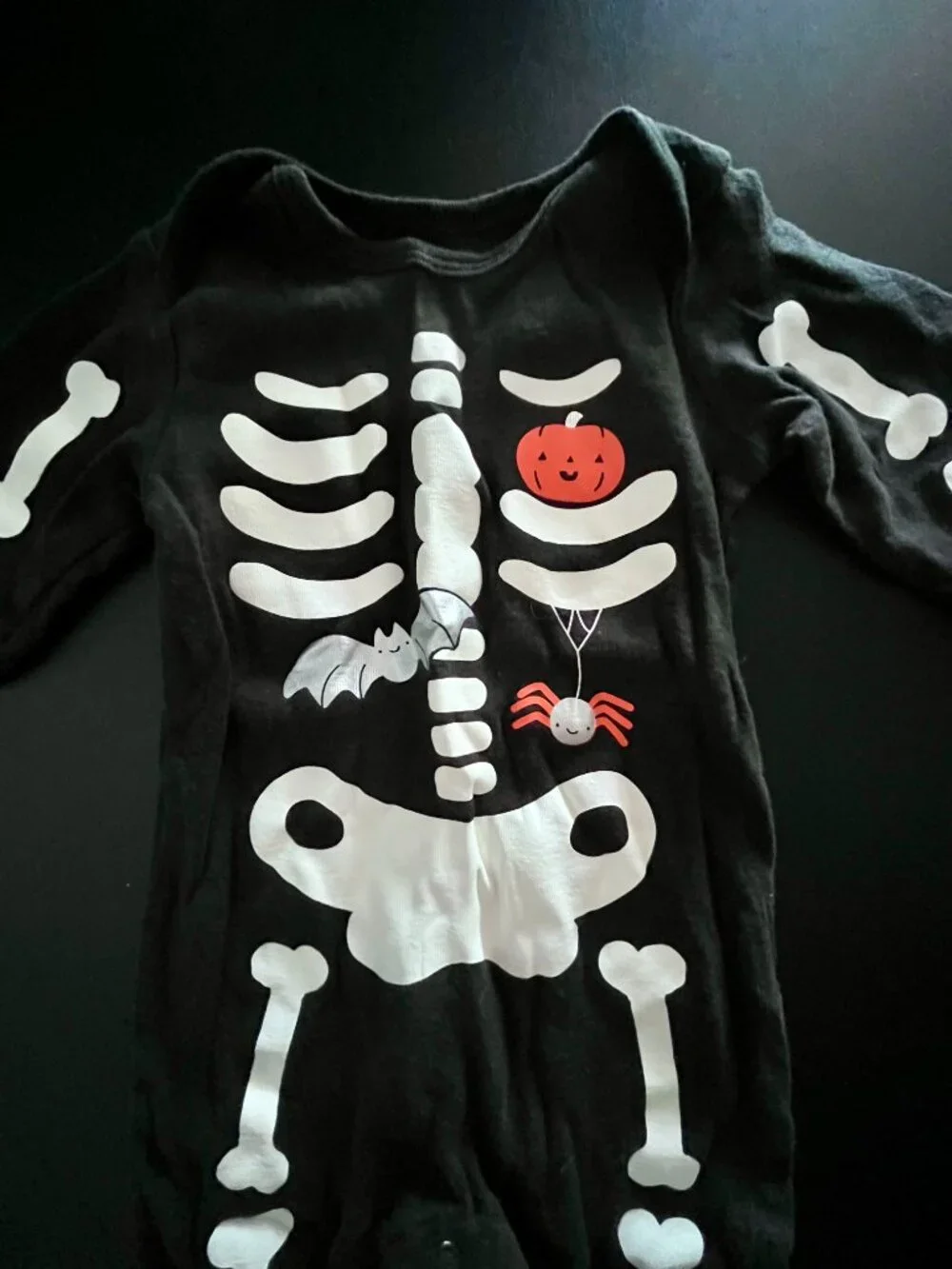 Halloween Baby Long Sleeve Onesie With Skeleton, 9 Months